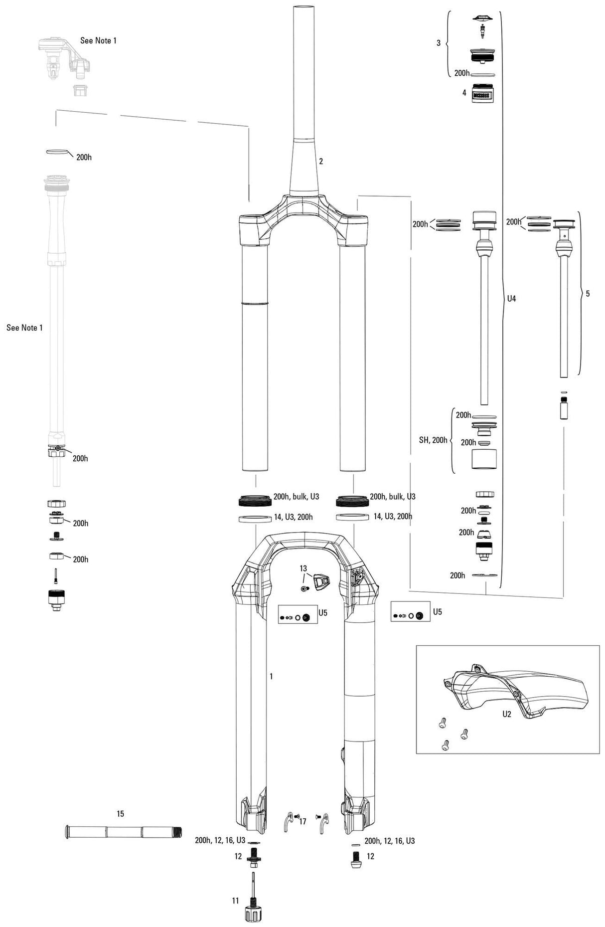 Rockshox verende voorvork pike ultimate flight attendant 27,5 + 29 boost rs suspension fork pike u 29 140mm 44off red