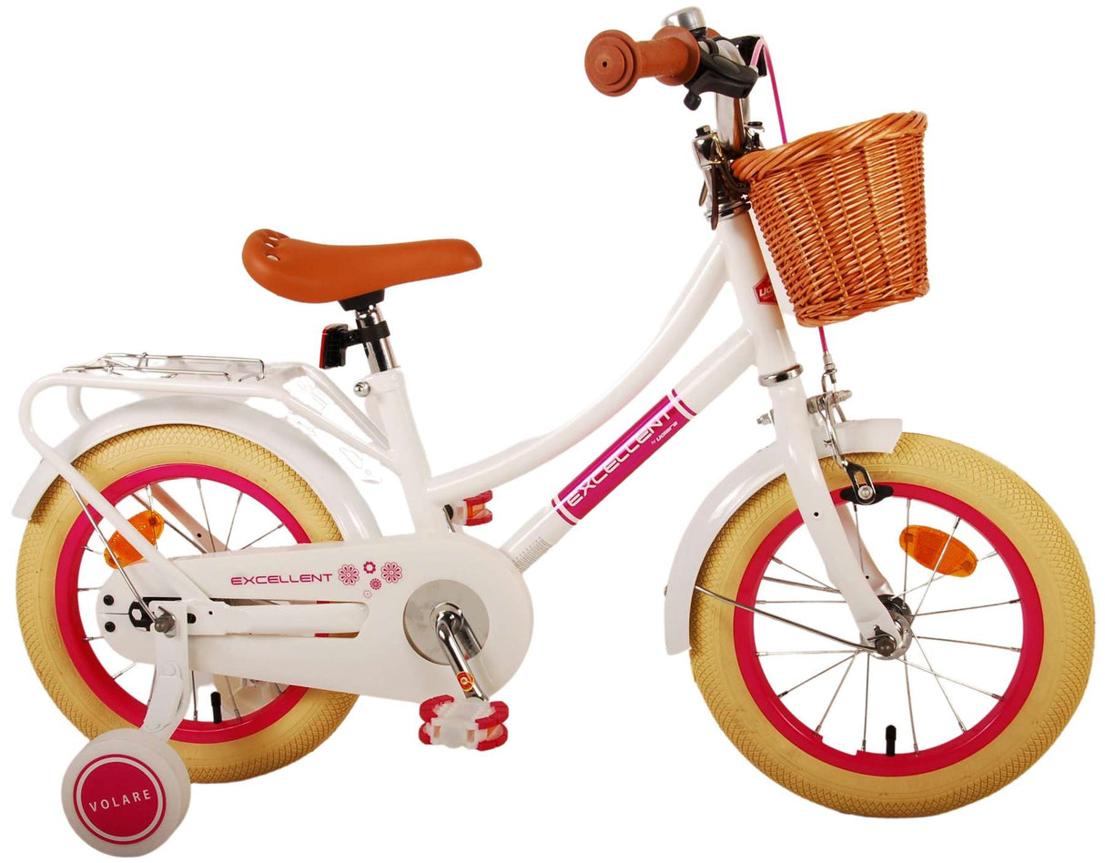 Volare Excellent Children's Bicycle - Girls - 14 Inch - White