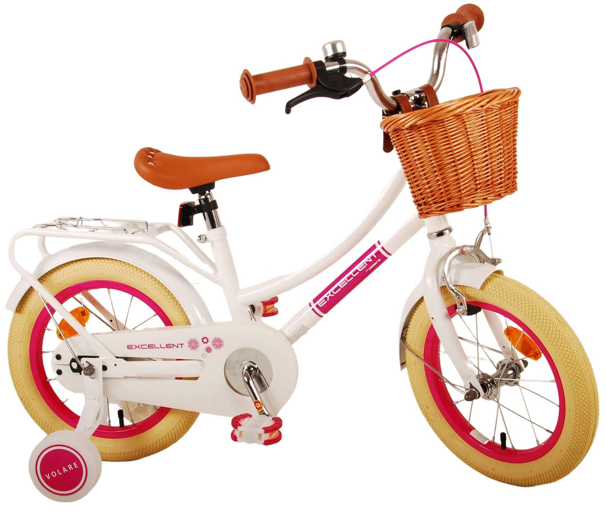 Volare Excellent Children's Bicycle - Girls - 14 Inch - White