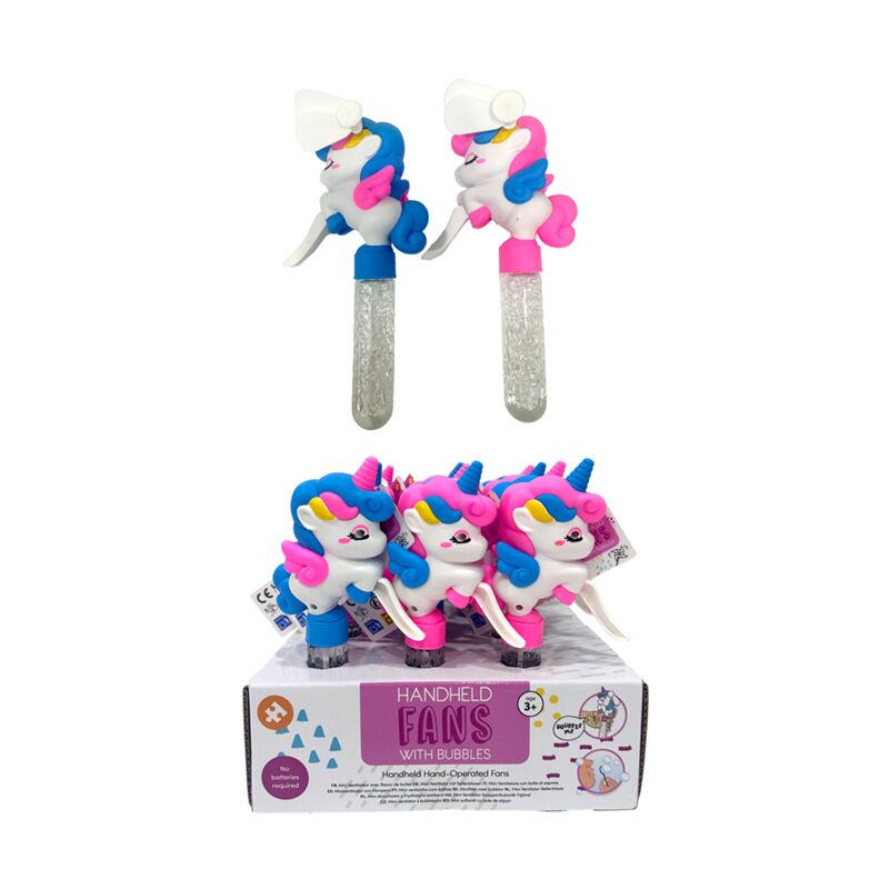 Unicorn magic draagbare handventilator met bellenblaas