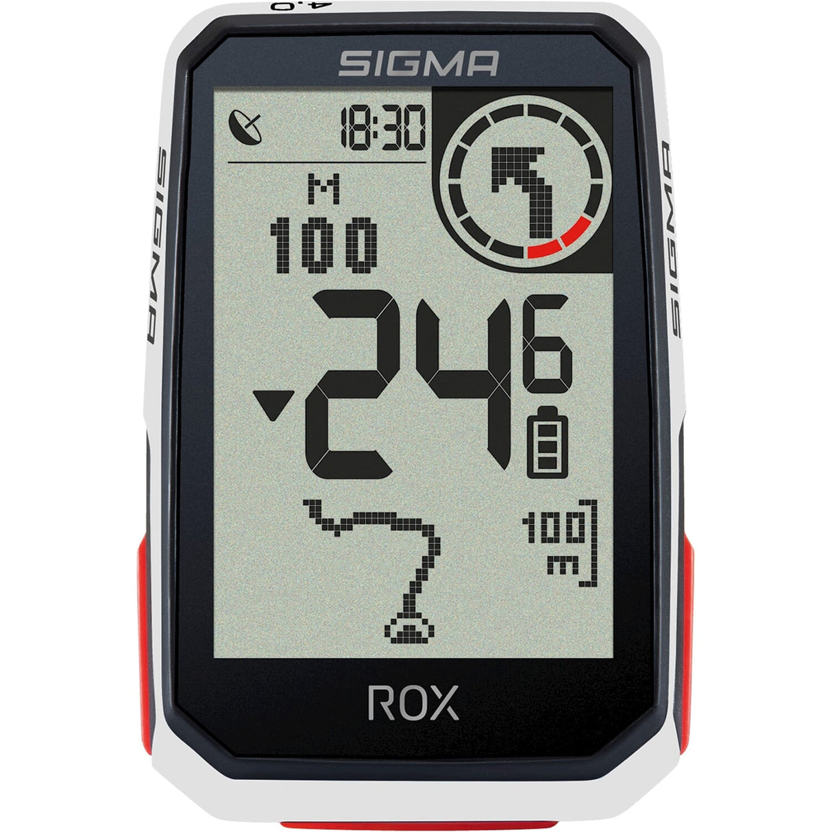 Sigma ROX 4.0 GPS SW white standard steering holder + USB-C charging cable