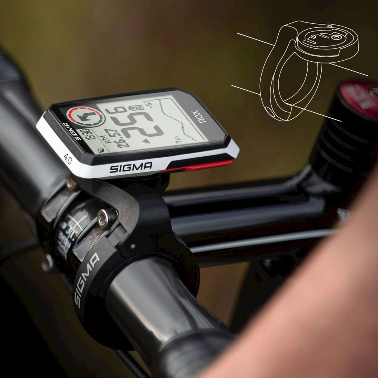 Sigma Rox 4.0 GPS SW White HR HELL HOLDER + ANT + BLE BRABSTIEV
