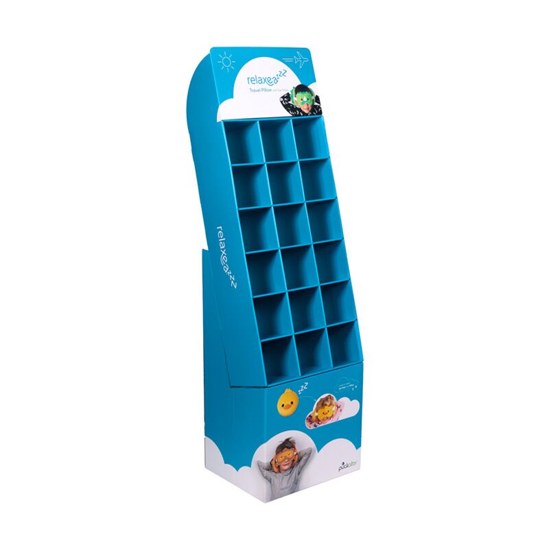 Espositore Fsdu per 18 maschere per gli occhi con cuscini da viaggio relaxeazzz