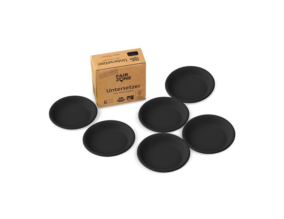 Rockshox Coasters for Plant Pot - Rubber - Black - 6 pieces