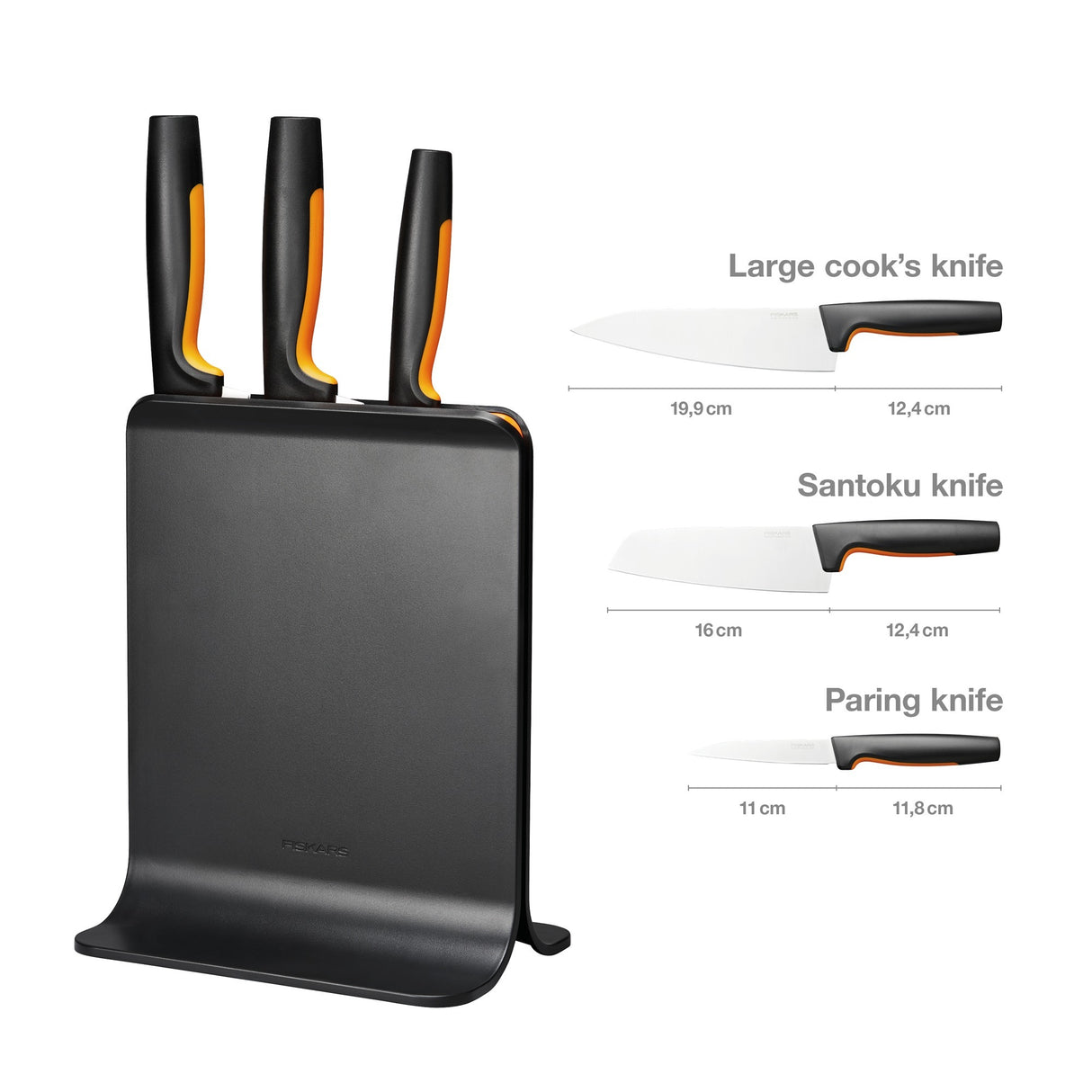 Fiskars Functional Form Plastic knife block with 3 knives