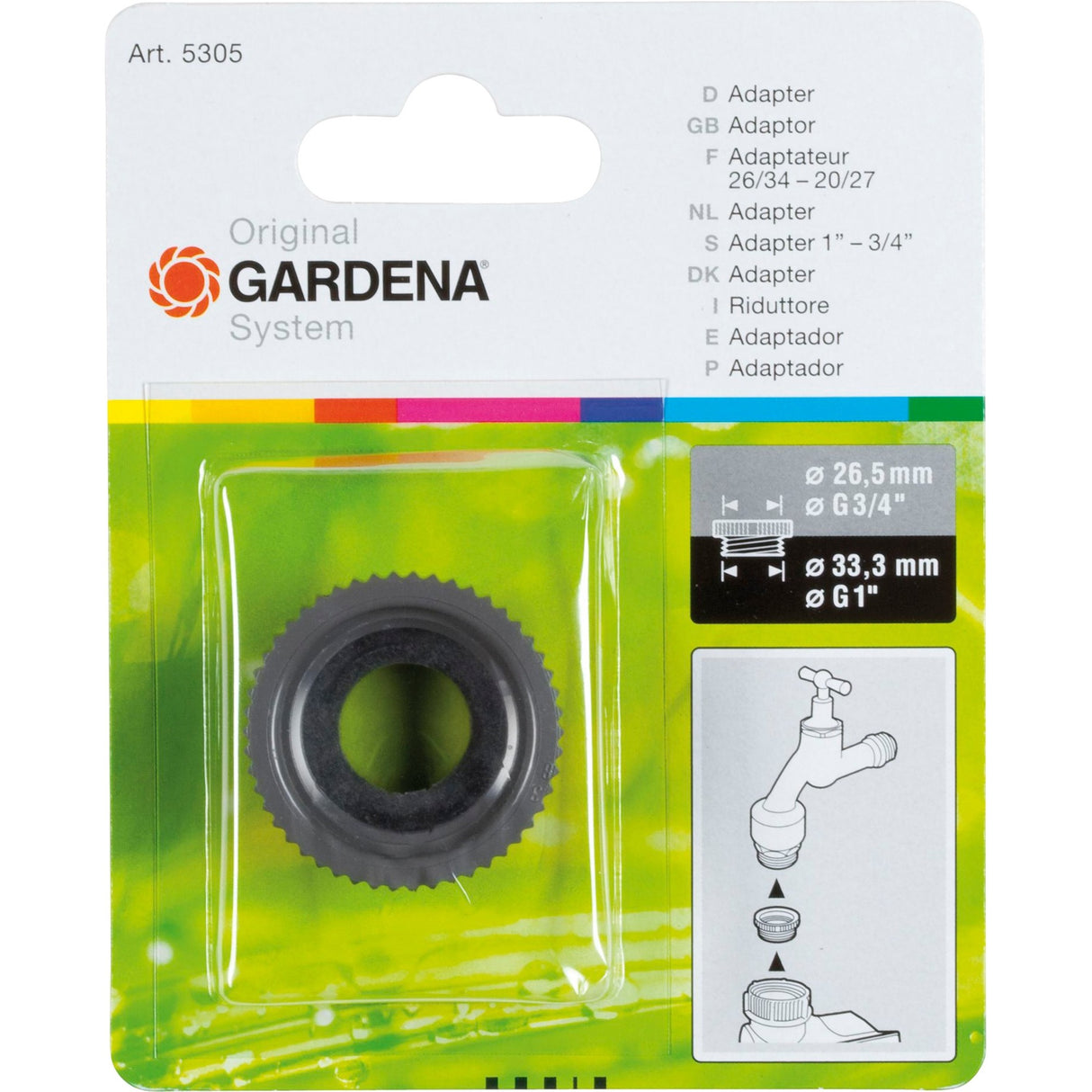 Gardena Adapter 33.3 mm (G 1) 26.5 mm (G 3 4)