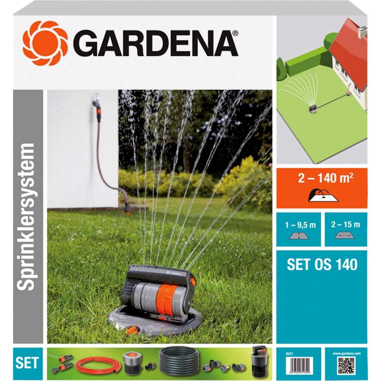 Gardena set with sunken swivel sprayer OS 140