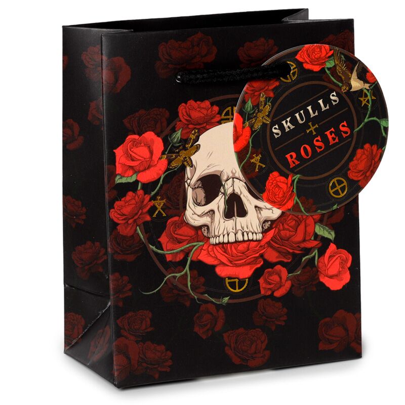 Rose rosse del cranio e rose - borsa regalo piccola