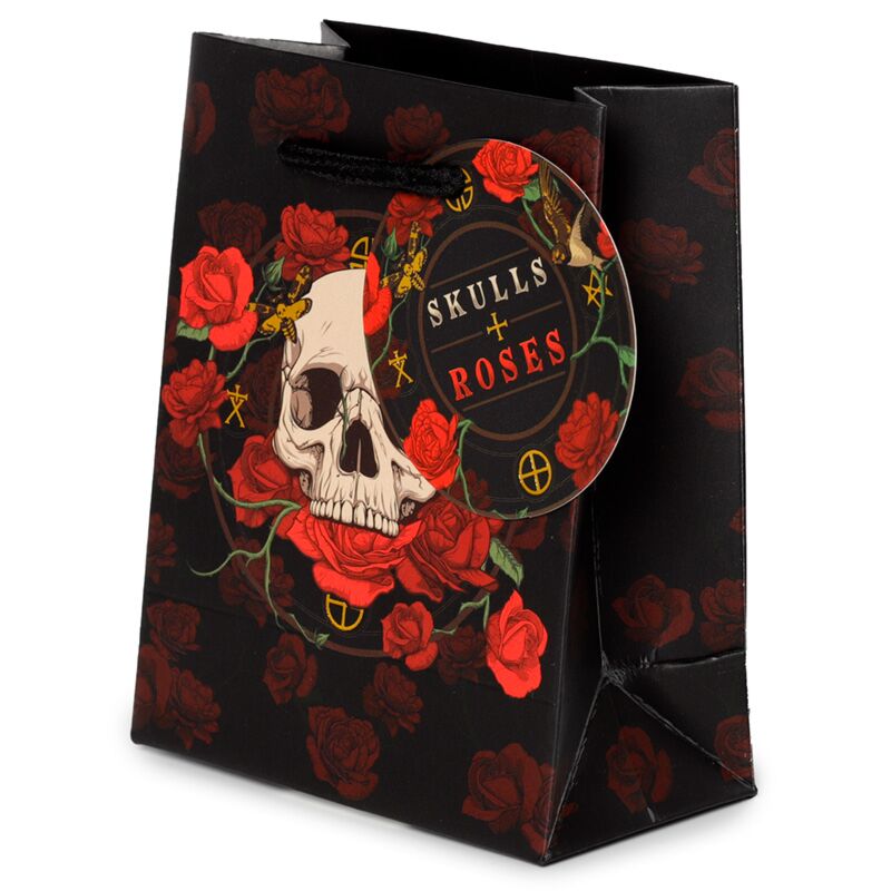 Rose rosse del cranio e rose - borsa regalo piccola