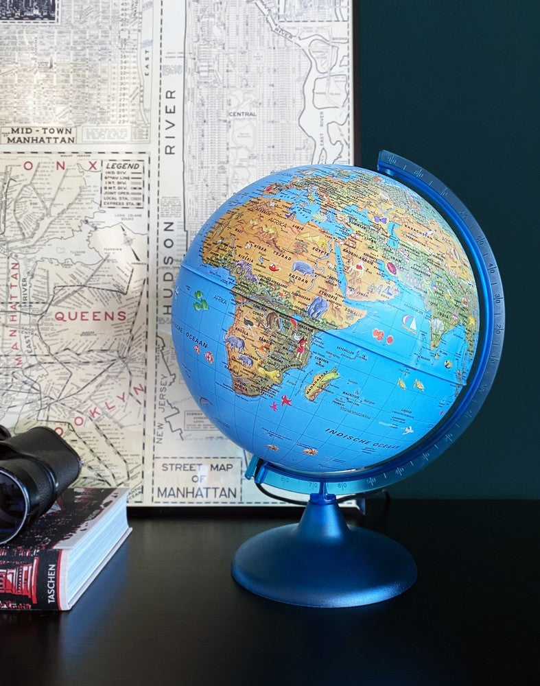 Globe arca: 25 cm met led verlichting (0325bu) wereldbol