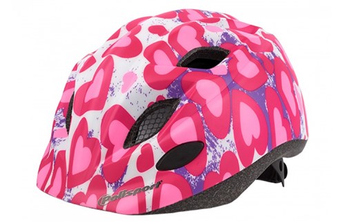 Capacete infantil Polisport 52-56cm corações rosa