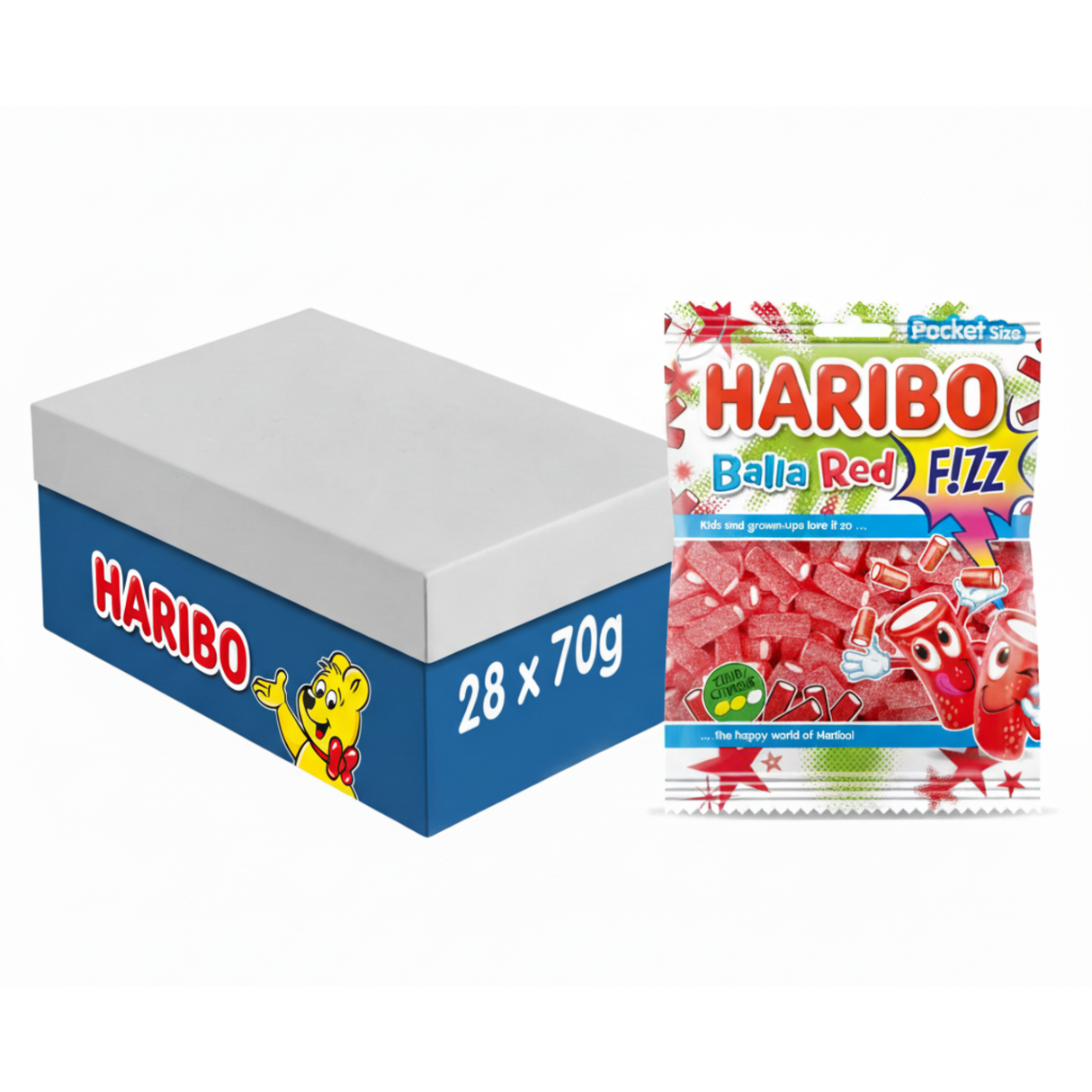 Haribo balla rød bruspose (28x70gr)