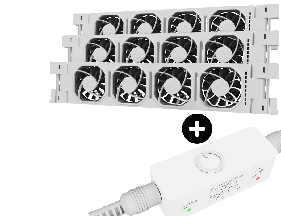 HeatFan 4 - Radiator Fan Trio - White + Touch Sensor