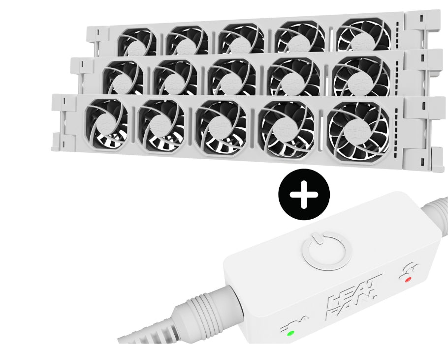 HeatFan 5 - Radiator Fan Trio - White + Touch Sensor