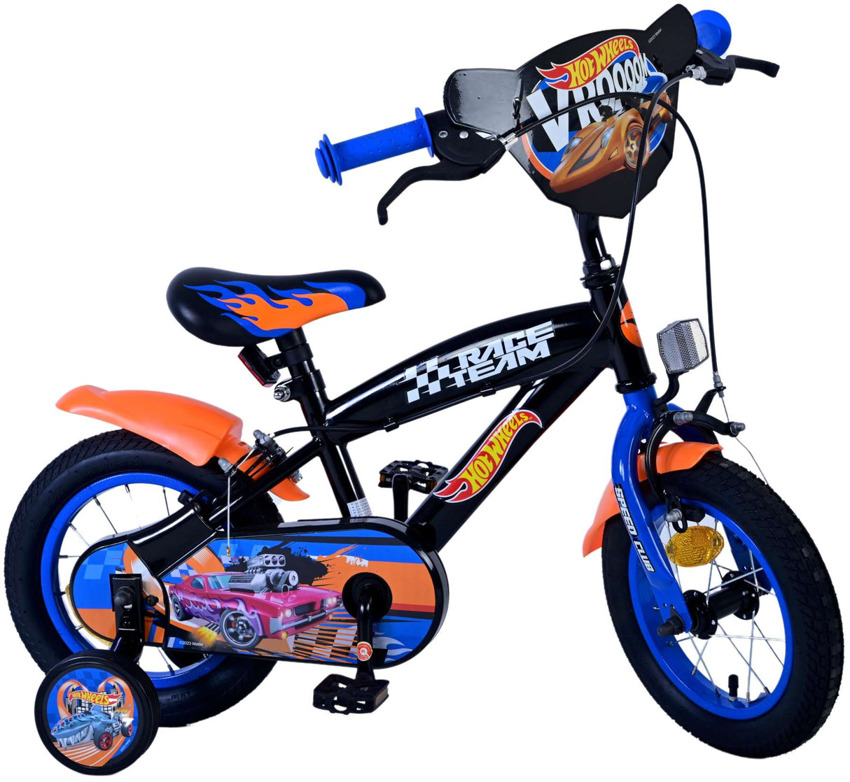 Hot Wheels Children's Bicycle - Boys - 12 Inch - Black Orange Blue - Two Hand brakes