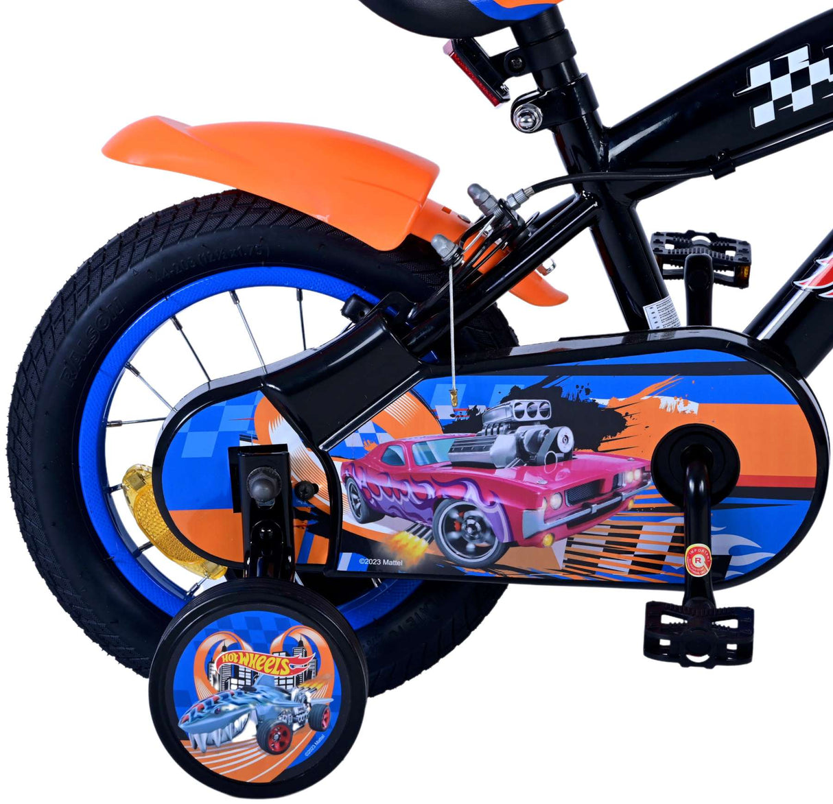 Hot Wheels Children's Bicycle - Boys - 12 Inch - Black Orange Blue - Two Hand brakes