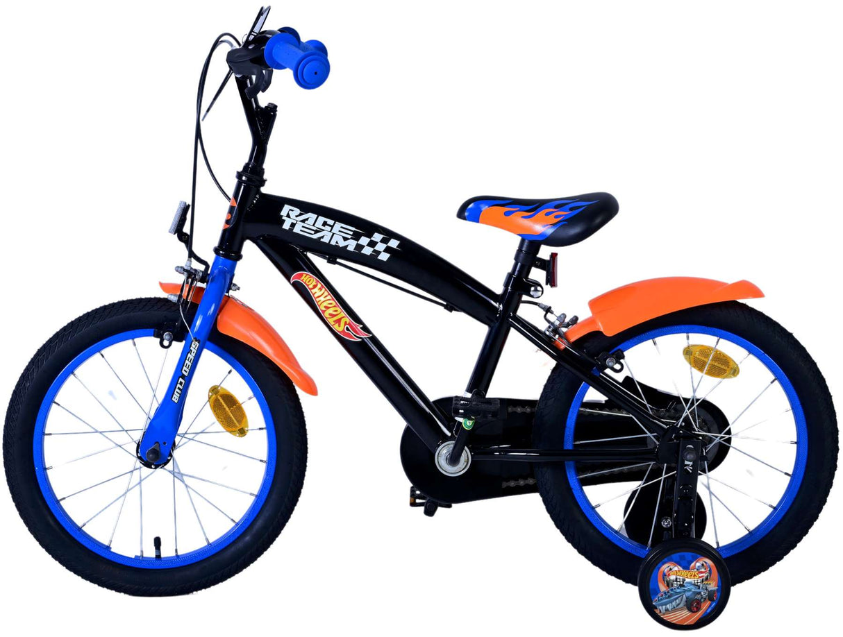 Hot Wheels Children's Bicycle - Boys - 16 Inch - Black Orange Blue - Two Hand brakes