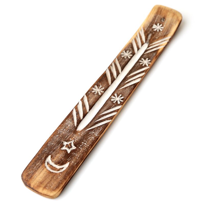 Mango wood moon star incense holder