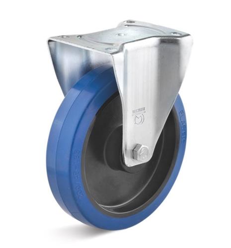 Torwegge bokwiel rubber blauw ø200 kunststof