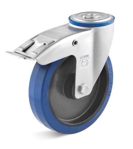 Torwegge zwenkwiel m rem blauw ø200 kunststof