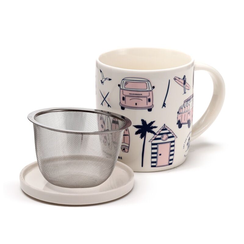 VW T1 Volkswagen van Explore - Porcelain mug with tea infuser lid