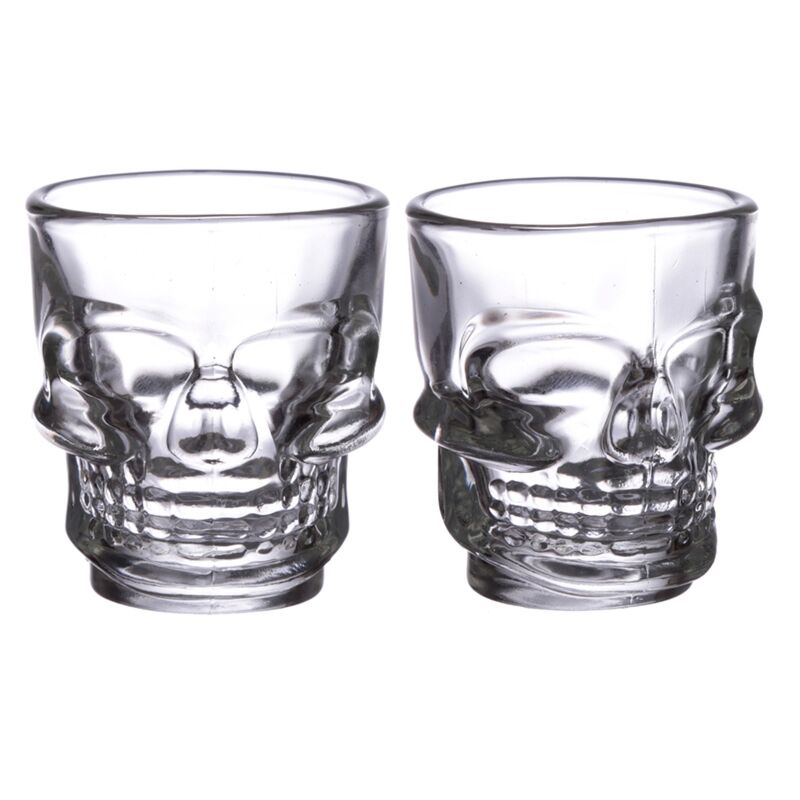 2 glazen shotglaasjes (60ml) - schedel