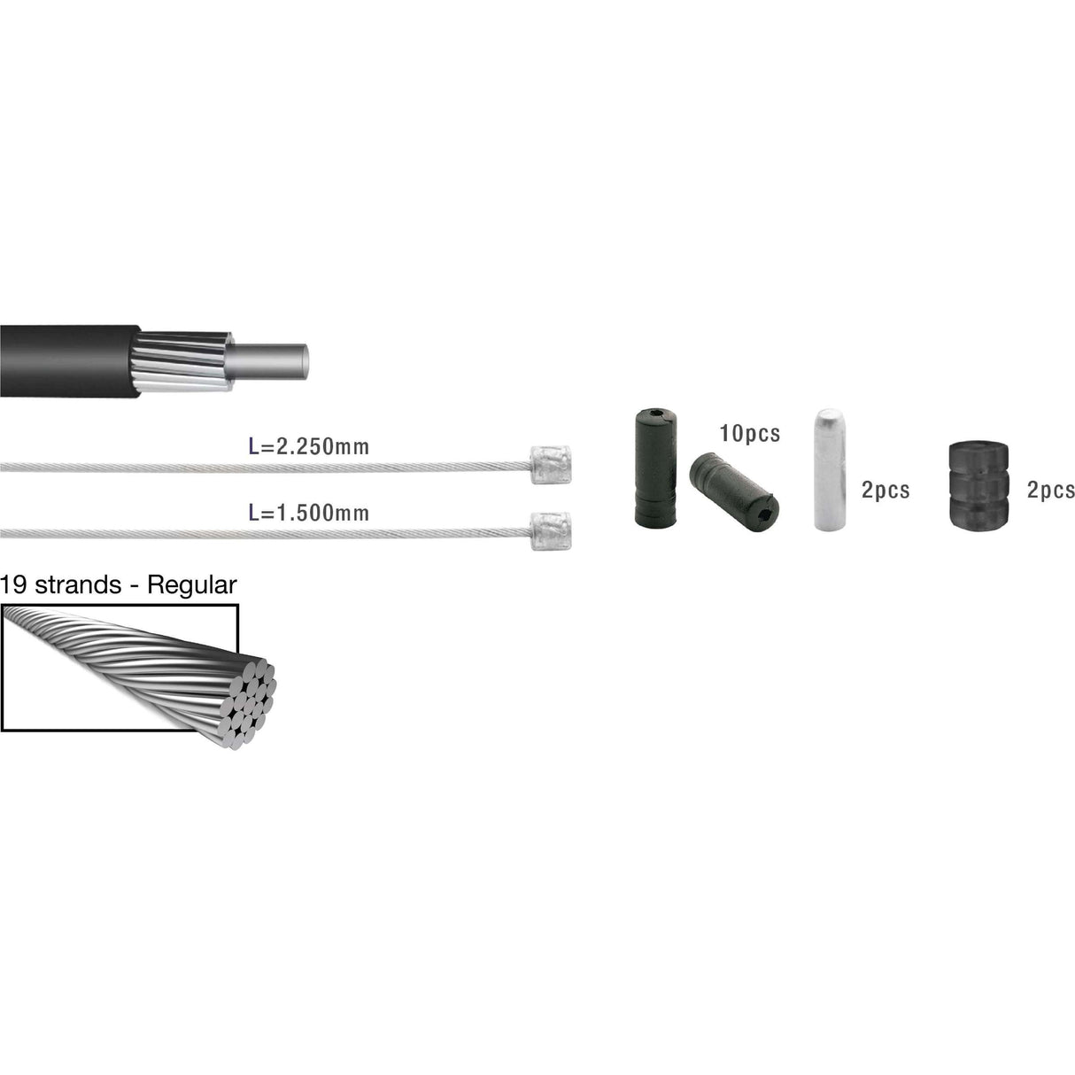 Gear cable set Universal 2015002 Black