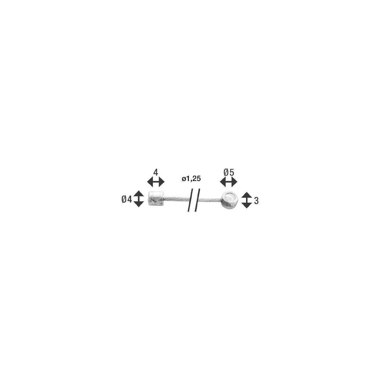 Elvedes Schakel Binnenkabel 2250 mm 1 x 19 wire galvanized Ø1.25 with N nipple Ø4 × 4 + Tø5 × 3 (per piece) - Silver