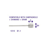 Switch Inner Cable Elvedes 2250mm rostfritt stål Slick Ø1.1mm Shimano Sram n-nippel (på karta)