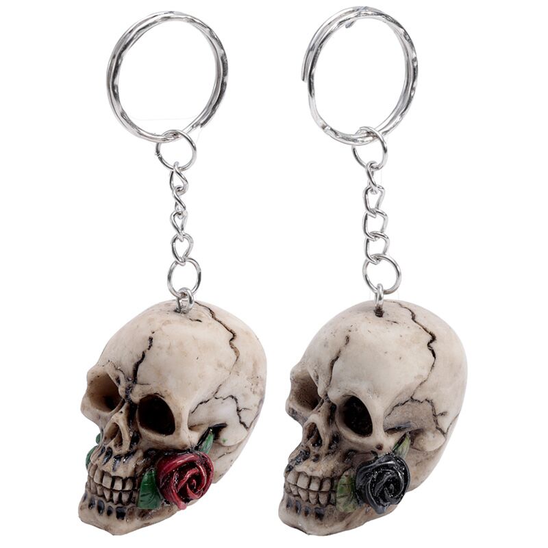 Skull roses key ring
