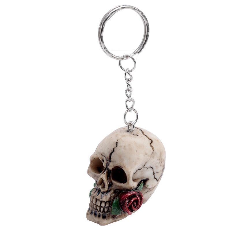 Skull roses key ring