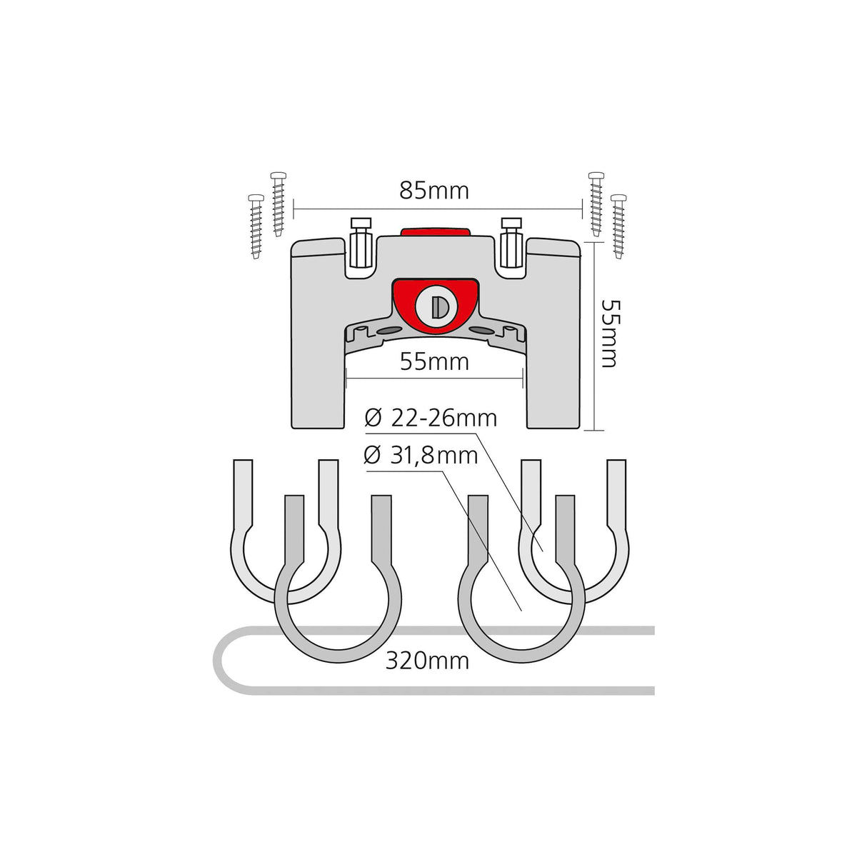 Adaptateur de direction klickfix universel avec verrouillage noir