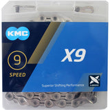 KMC: n polkupyöräketju X9 Silver 114 -linkit