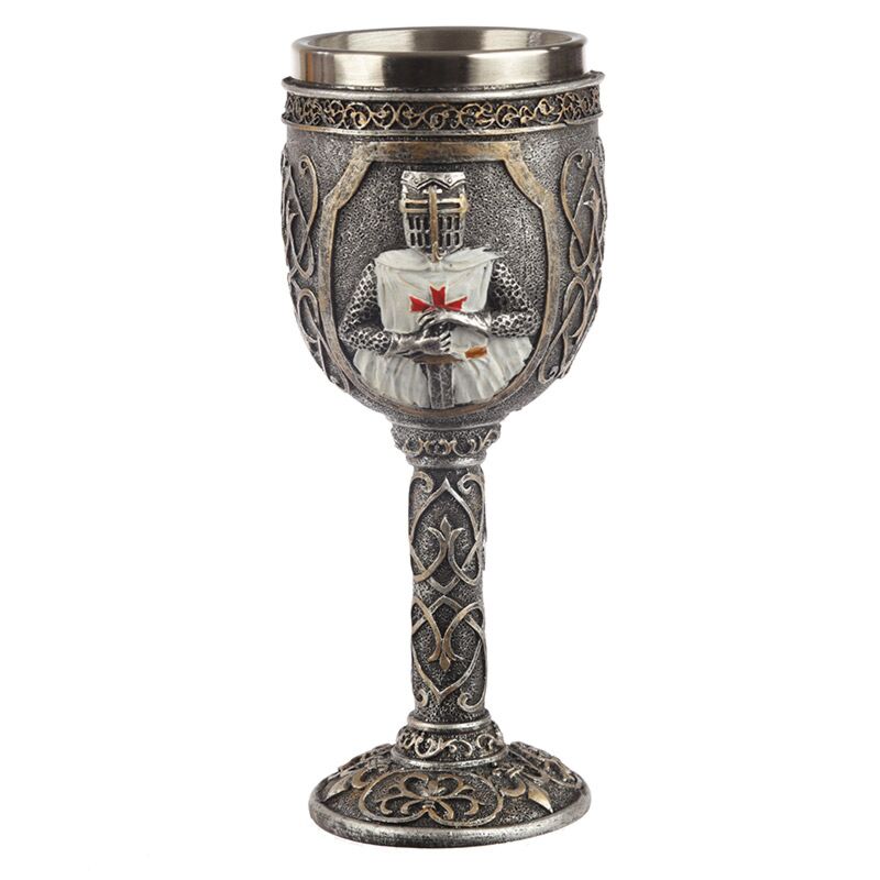 Decorative medieval knight crusader chalice