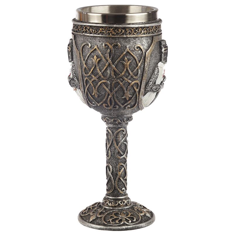 Decorative medieval knight crusader chalice