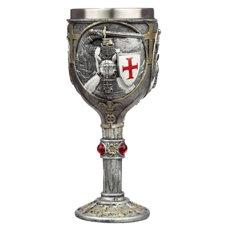 Decorative medieval knight crusade chalice