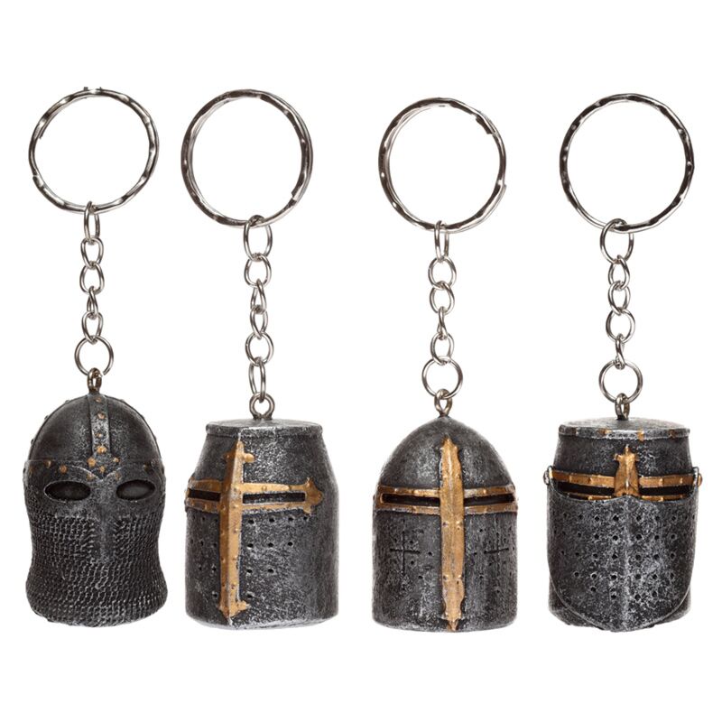 Medieval knight helmet key ring