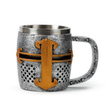 Decorative medieval knight silver and gold colored helmet beer mug