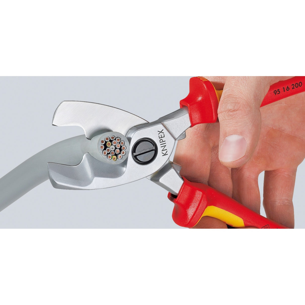 Tijeras de cable de knipex con bordes de corte doble 9516200