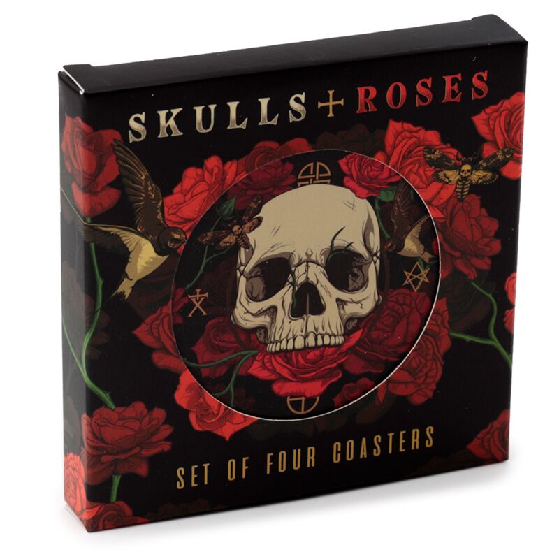 Skull Rose Set 4 Coasters