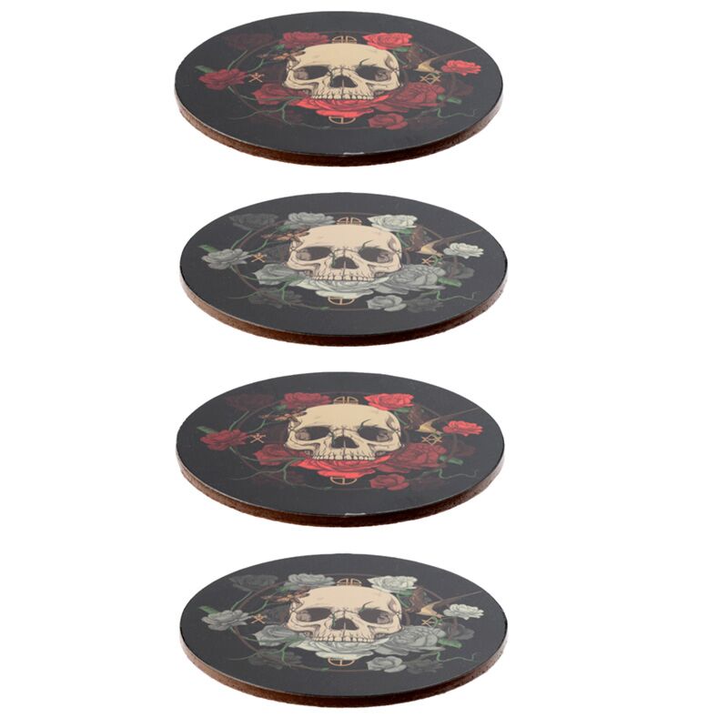 Skull Rose Set 4 Coasters