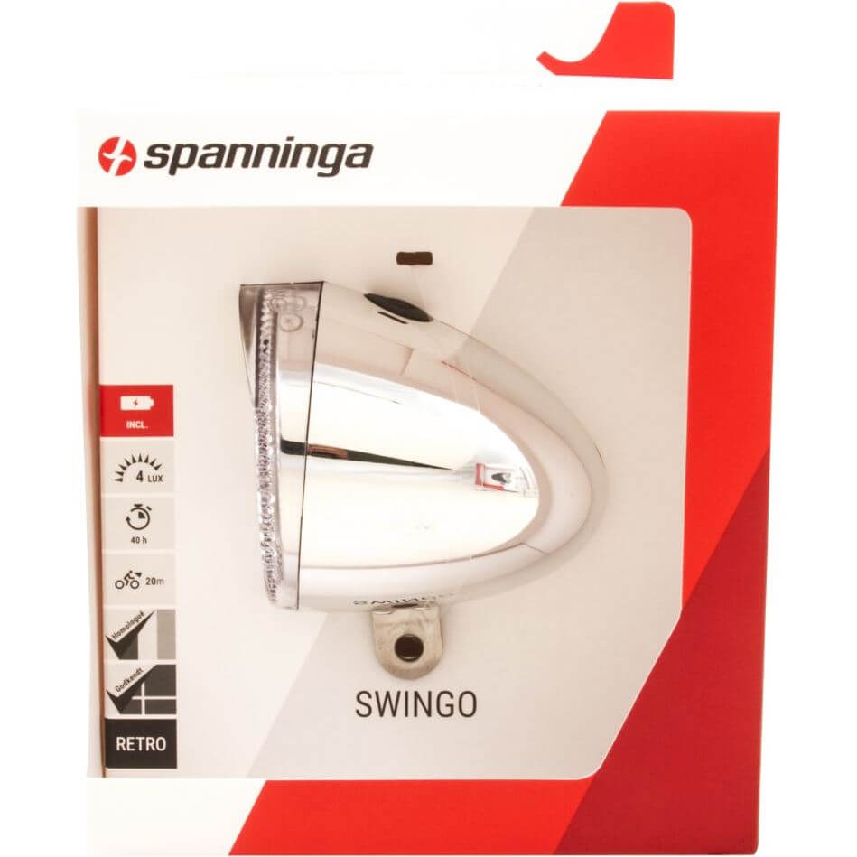 Spanninga swingo headlight chrome batt.