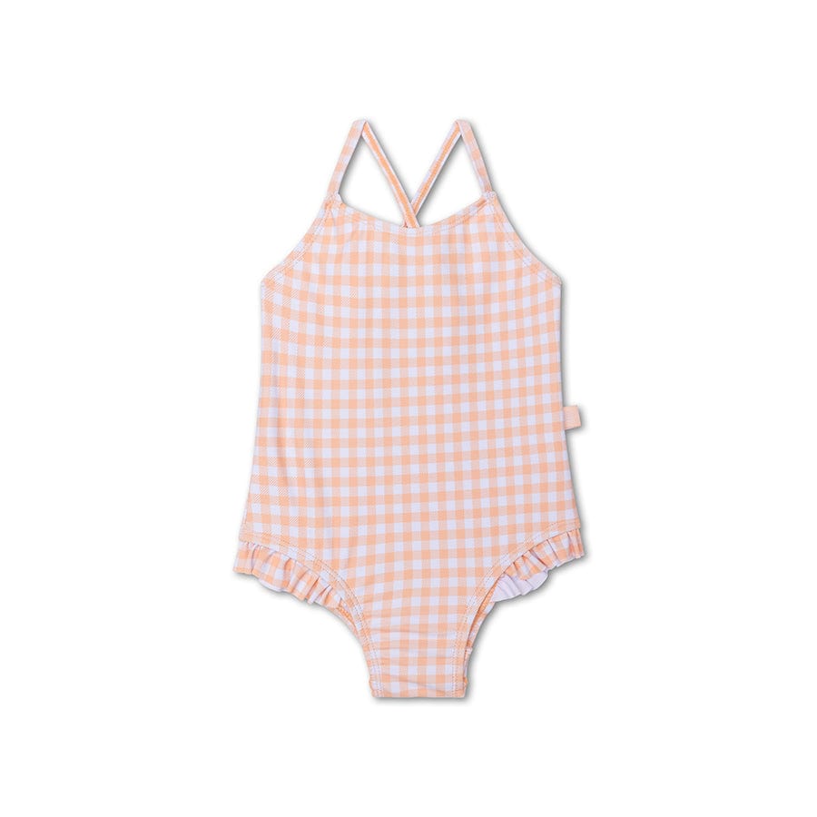 Sunset Grid | Oranje White Girls UV Swimsuit