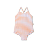Sunset Grid | Oranje White Girls UV Swimsuit