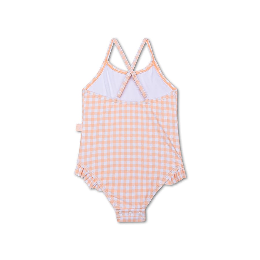 Sunset Grid | Oranje White Girls UV Swimsuit