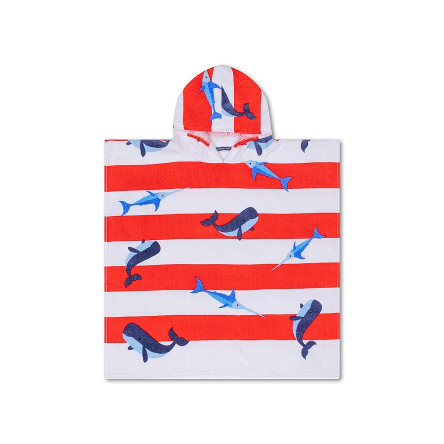 Oceánské pruhy | Červená bílá pláž Poncho 65 x 65 cm