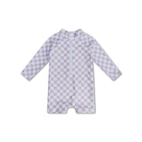 Checkmatt Beige Boys UV -Schwimmanzug