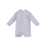 Checkmatt Beige Boys UV -Schwimmanzug