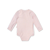 Sunset Grid | Orange White Girls UV bathing suit with long sleeves