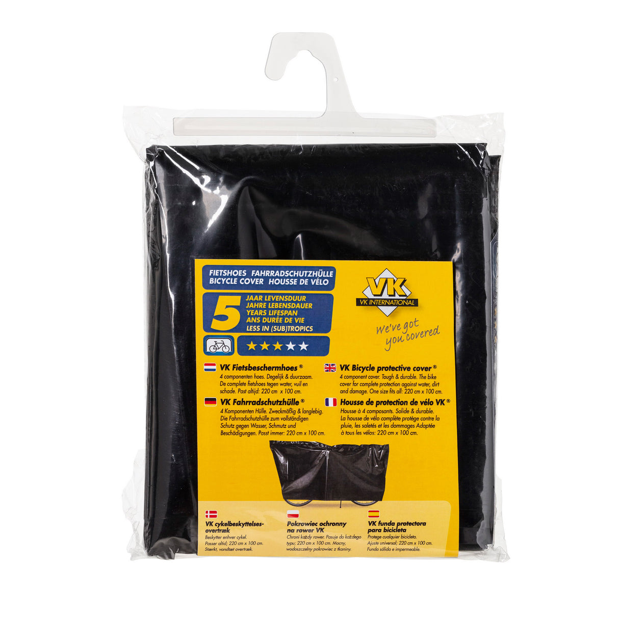 VK Bicycle Protective Cover - Black Polyethylene Bicycle Cover (100x220cm)